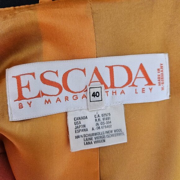 Vintage 90s Y2K Escada Wool Oversized Pinstripe Red Navy Blue Blazer Jacket 40 - Picture 8 of 10